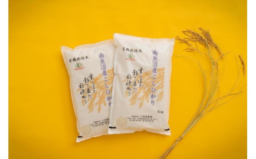 【令和6年産】 有機JAS認定米「南魚沼産コシヒカリ」精米5kg×2袋 有機栽培米【新潟県 特A地区】