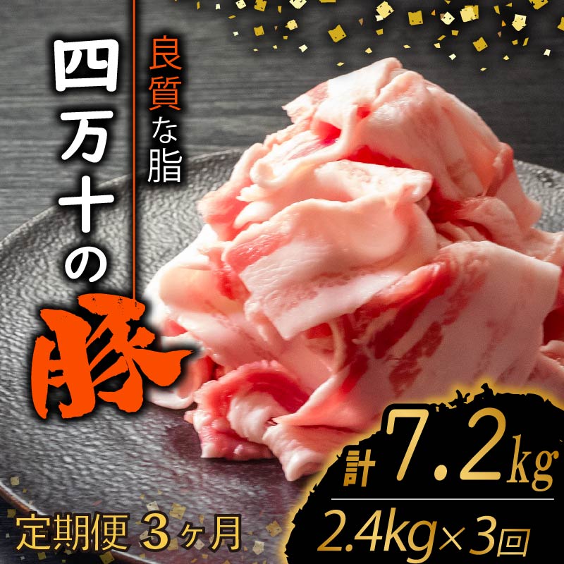 【ふるさと納税】 【定期便3回】四万十ポークスライス 計7.2kg（2.4kg×3ヶ月連続お届け) 2Kコース | 豚肉 豚バラ肉 小分け 小間切れ スライス 切り落とし 冷凍 真空パック 簡単調理 細切れ 大容量 肉 高知県 須崎市 ふるさと納税豚肉定期便 TM39000