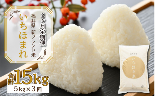 【3ヶ月連続定期便】令和7年産 福井県の新しいブランド米 いちほまれ5kg ×1袋（5kg × 3ヶ月） [F-015045]