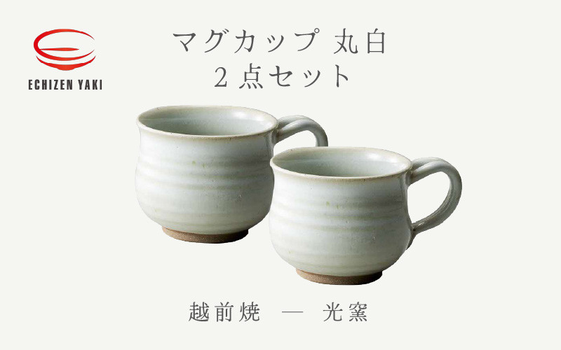 
            [e25-b015] 【越前焼】マグカップ 丸 白 2点セット 光窯【 コーヒーカップ ティーカップ スープカップ マグ 300ml かっぷ ホワイトおしゃれ  食卓 食器 ギフト うつわ 電子レンジ 食洗機 現代の名工 工芸品  陶器 】
          