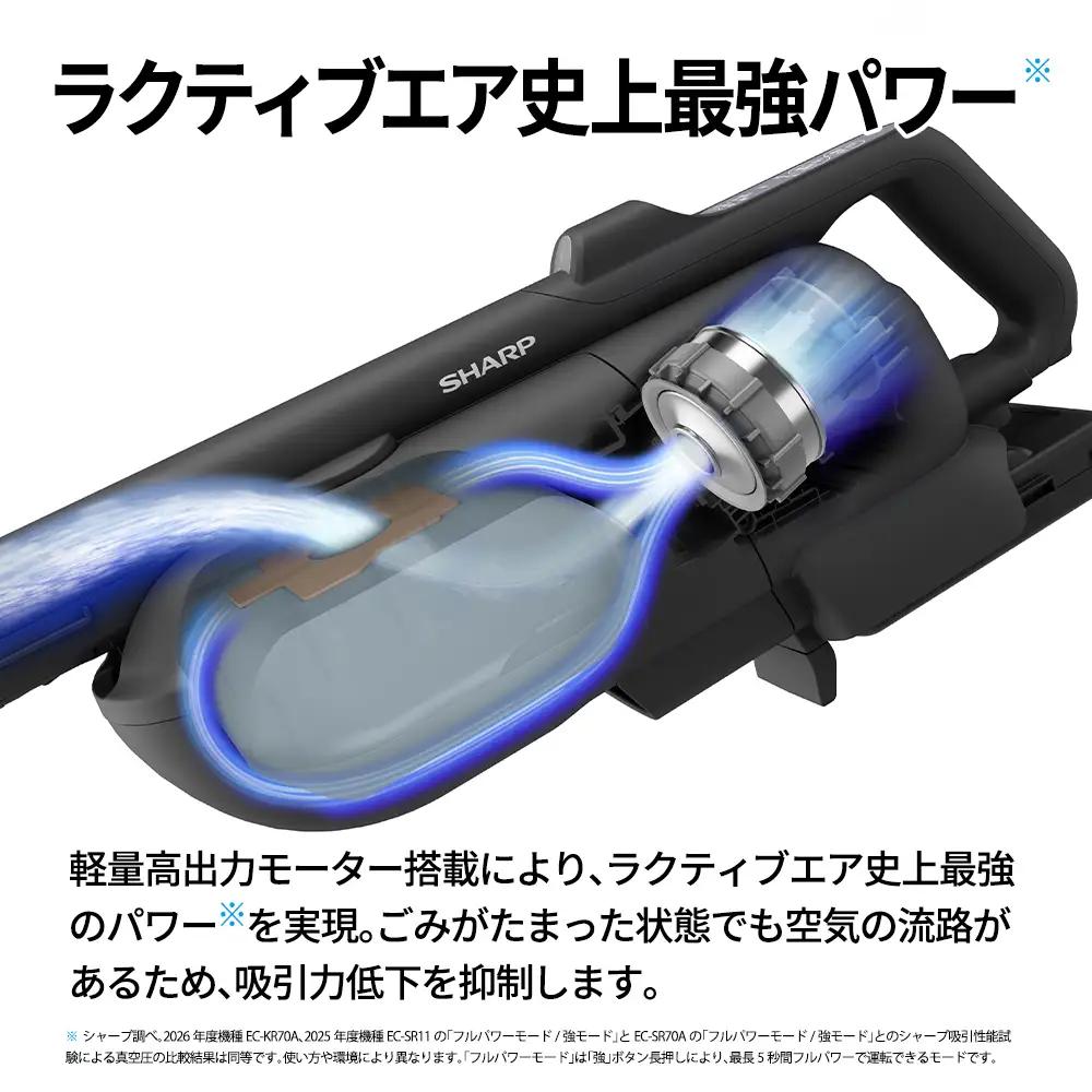 U133 SHARP コードレススティック 紙パック式掃除機 EC-KR70A-B(ブラック系)