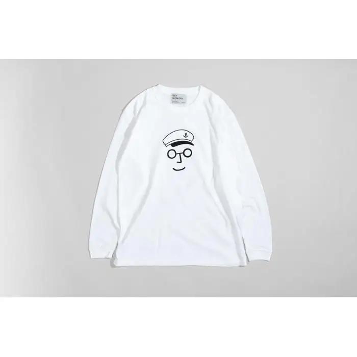 《3》【KEYMEMORY　鎌倉】セーラー帽イラストロングTシャツ　WHITE