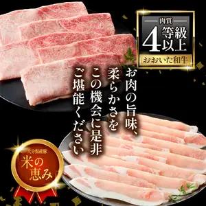 おおいた和牛認定店はしづめ A4等級以上「おおいた和牛」300gと大分県産豚「米の恵み」200gのしゃぶしゃぶセット A01138