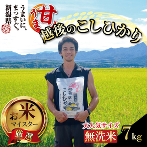 【令和6年産】 無洗米 新米 こしひかり 7kg 甘うま越後のこしひかり 越後 えちご 特別栽培米 新潟 コメ こめ お米 米 しんまい 新潟県 新潟米 新発田市 新発田産 10月発送  toushin005