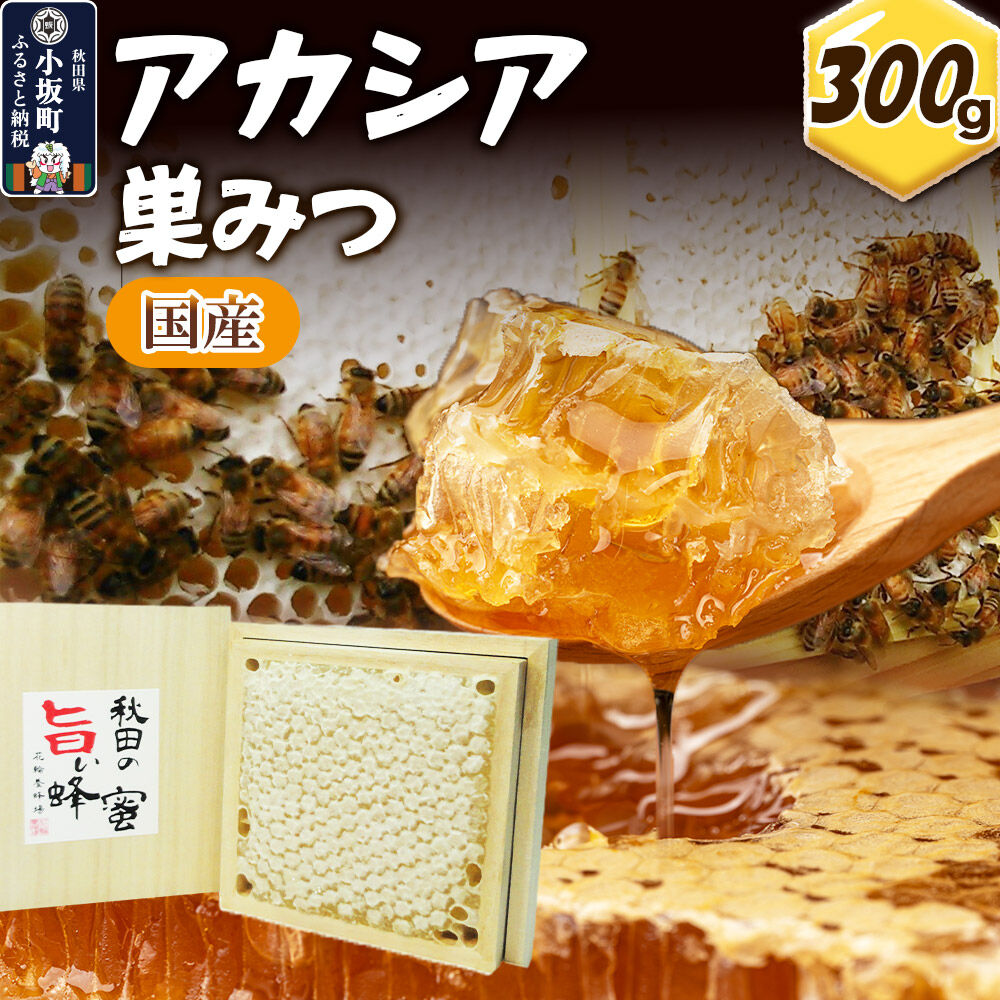 【ふるさと納税】国産アカシア 巣みつ 300g [国産 蜂蜜 はちみつ ハチミツ アカシア 巣蜜 巣みつ 朝食 花輪養蜂場]