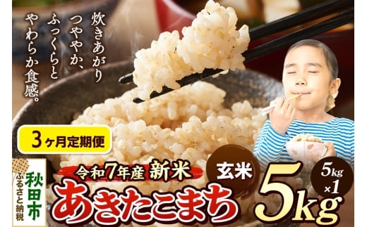 《令和7年産 新米先行受付》《定期便3ヶ月》 米 あきたこまち 5kg 【玄米】 秋田県産