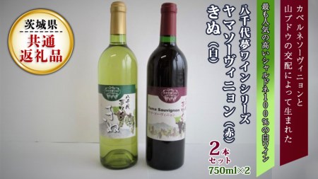 八千代夢ワインシリーズ　ヤマ・ソーヴィニョン(赤)・きぬ(白)２本セット (茨城県共通返礼品 八千代町）国産ワイン 赤ワイン 白ワイン[BW007sa]
