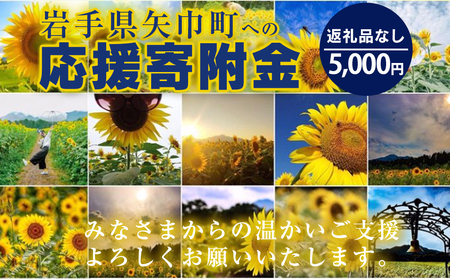 岩手県矢巾町（やはばちょう）応援寄附金（※返礼品なし）5,000円