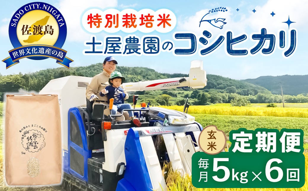 
                  佐渡島産【6か月定期便 コシヒカリ】佐渡島産コシヒカリ 玄米 合計30kg（5kg×毎月お届け全6回）令和8年産 新米 特別栽培米 | 新潟県産コシヒカリ 新潟産コシヒカリ 新潟コシヒカリ 佐渡産コシヒカリ 新潟県産こしひかり 佐渡産こしひかり お米 米 こしひかり 玄米 げんまい ブランド米 おこめ コメ 5キロ にいがた さど 新潟県 佐渡市
                