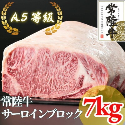 【ふるさと納税】【常陸牛】A5等級 サーロインブロック 7kg【配送不可地域：離島・沖縄県】【1517949】