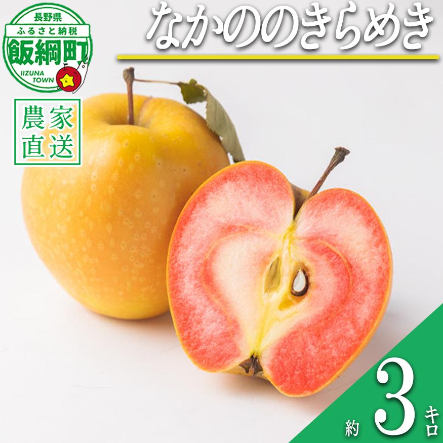 りんご なかののきらめき 3kg やまじゅうファーム 沖縄県への配送不可 2026年11月下旬頃から2026年12月中旬頃まで順次発送予定 令和8年度収穫分 信州の環境にやさしい農産物 減農薬栽培 長野県 飯綱町 [1540]