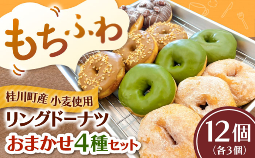 ふわもちリングドーナツ おまかせ12個セット（4種類×3個） ▼ お菓子 スイーツ 高評価 美味しい ドーナツ 人気 送料無料 桂川町/Mio:Donut[ADBH039]