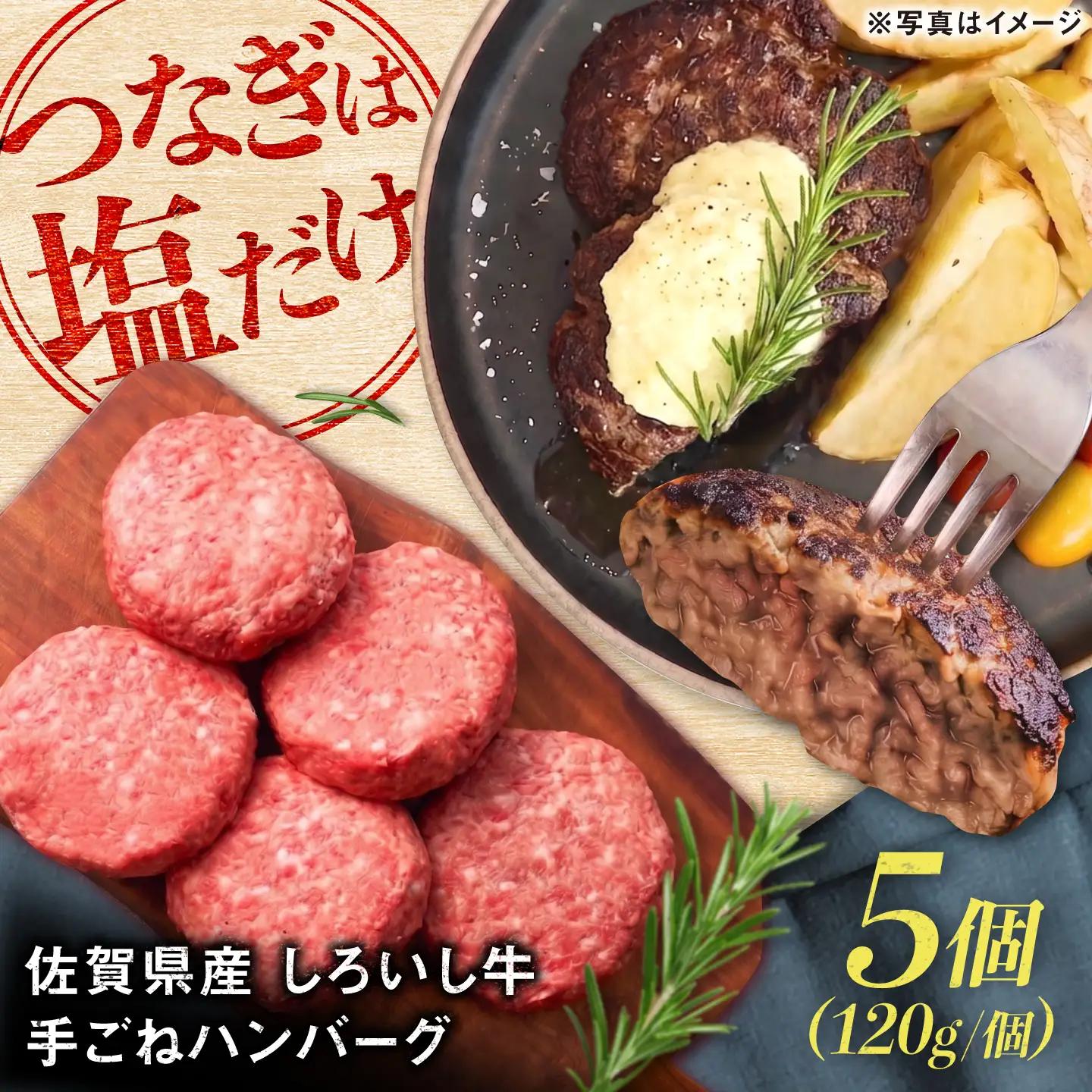 佐賀県産 しろいし牛 手ごねハンバーグ 5個(1個120g) / 牧場直送 国産 牛肉 ハンバーグ おかず / 佐賀県 / 有限会社佐賀セントラル牧場[41ASAA323]