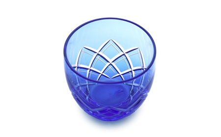 浅草切子 KANA KURITA「重ね矢来オールド 青藍」木箱入り