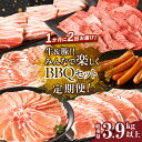 【ふるさと納税】定期便 ＼1か月に2回お届け！！／ 牛 豚 みんなで楽しく BBQ セット 総重量3.9kg以上 肉 牛肉 豚肉 豚バラ ビーフ ウインナー 国産 食品 黒毛和牛 おかず 焼肉 すき焼き しゃぶしゃぶ おすすめ お取り寄せ グルメ お祝い ミヤチク 宮崎県 都農町 送料無料