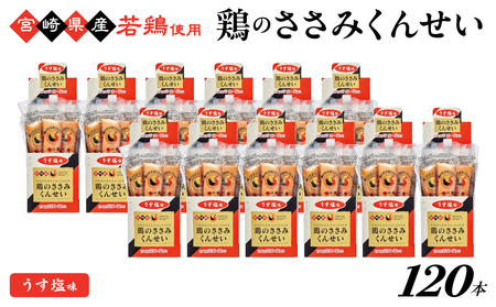 鶏のささみくんせい ＜うす塩 120本＞ おつまみ スモーク チキン 燻製【雲海物産】_A0114-128