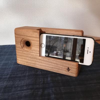 ふるさと納税 原村 木製スマホスピーカー　アウルfree 　ウォールナット |  | 01