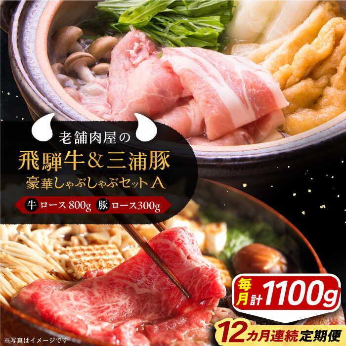 【ふるさと納税】【12回定期便】 牛肉 飛騨牛ロース800g 三浦豚ロース300g 豪華しゃぶしゃぶセットA 各種類1パック 和牛 国産 霜降り 肉 にく 牛肉 国産 和牛 産地直送 贈答用 ギフト ブランド牛 岐阜県産 人気 お取り寄せ /恵那市/岩島屋[AUAJ047]