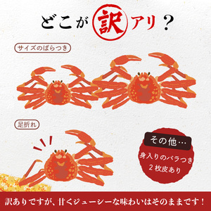 【訳あり】浜茹でオオズワイガニ 2kg 詰めセット 北海道噴火湾産_HD206-001