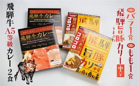 飛騨牛A5等級カレー（2食）＆ 飛騨旨豚カリー（バラ1食・もも1食）食べ比べセット | 牛カレー 豚カレー 飛騨牛 A5 飛騨旨豚 カレー ビーフ ポーク 豚 牛 ご当地カレー 飛騨高山 (有)オリジ
