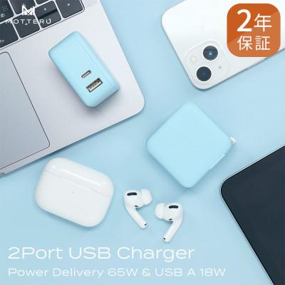 ふるさと納税 海老名市 AC充電器 PD65W対応 2年保証 パウダーブルー(MOT-ACPD65WU1-BL)