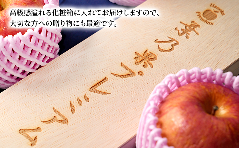 りんご【 12月発送 】 蜜入り 糖度15度以上 葉乃果プレミアム 3玉 贈答用 （葉とらずサンふじ）化粧箱入り