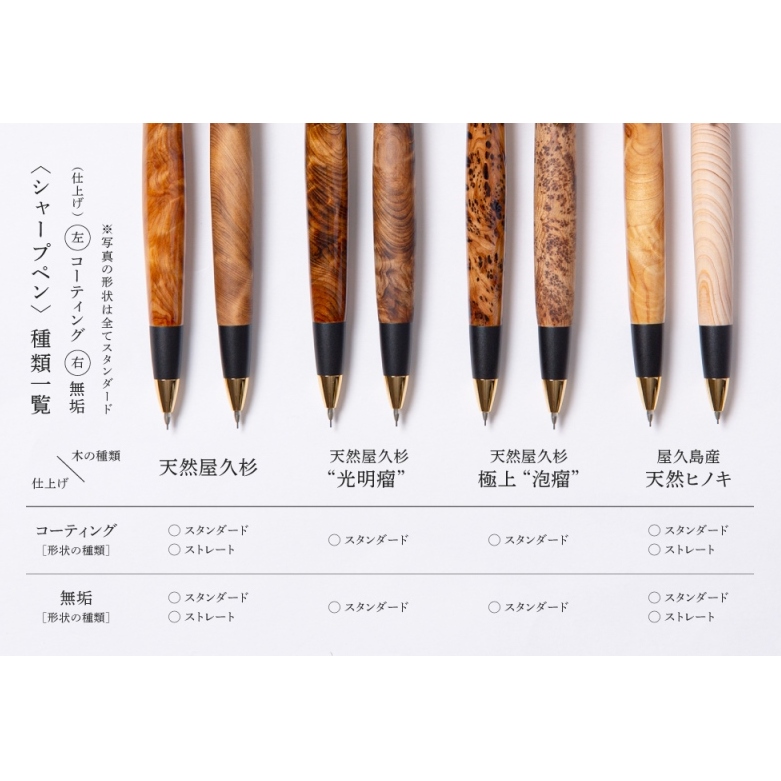天然屋久杉シャープペンシル(0.5mm)1本 〈 ペン 文具 文房具 シャーペン 木軸 雑貨 ギフト 贈答 プレゼント 記念 工芸品〉_イメージ4