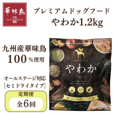 ふるさと納税 玉名市 【毎月定期便】国産ドッグフード「やわか」華味鳥100%使用 総合栄養食 1.2kg(玉名市)全6回