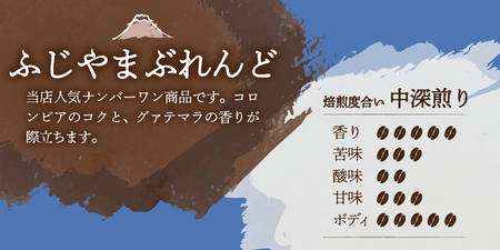 【メール便発送】富士山麓ぶれんど　ふじやまぶれんど　粉　100g×3袋 コーヒー 珈琲 粉 ブレンド 富士山麓ぶれんど 山梨 富士吉田