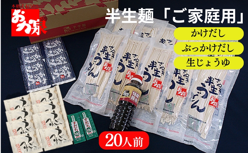 おか泉 半生麺「ご家庭用」（「かけだし」「ぶっかけだし」タイプ）20人前 さぬきうどん 行列のできる店 / うどん 麺 麺類