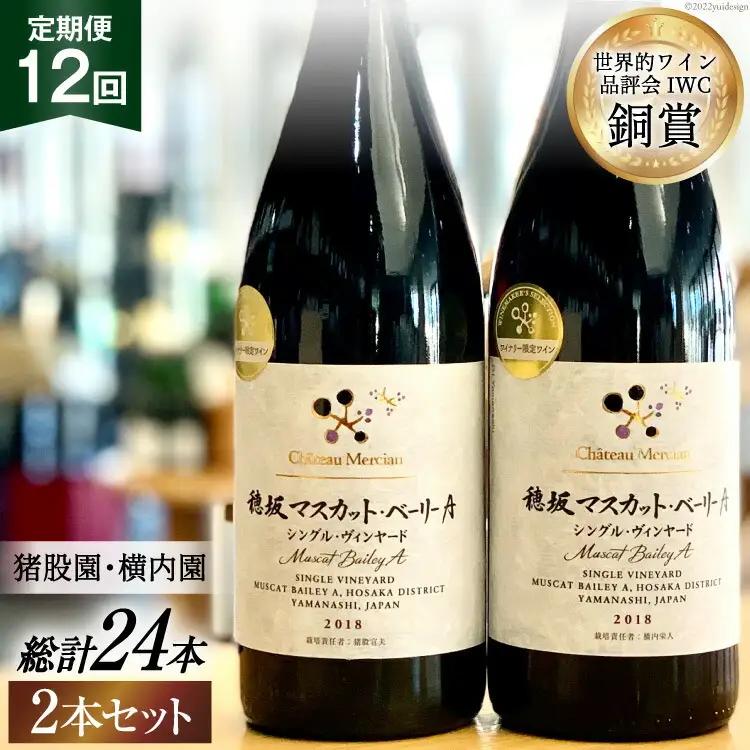 【定期便12回】赤ワイン 穂坂マスカット・ベーリーＡ シングル・ヴィンヤード 750ml 2種 アルコール度 12%