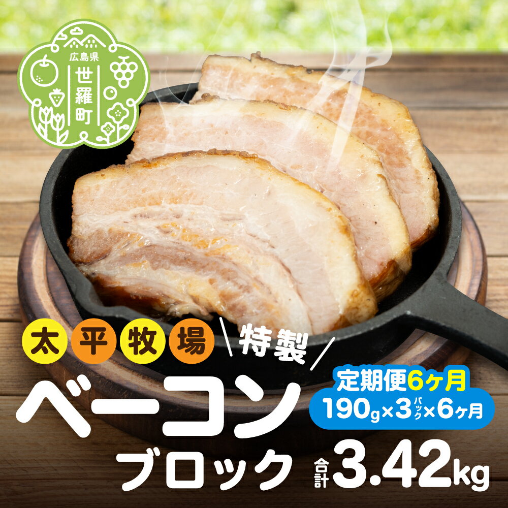 【ふるさと納税】【定期便6カ月】特製ベーコン ブロック(190g×3パック)《合計6回発送》 無着色 国産 ベーコン ブロック 数量限定 A035‐08