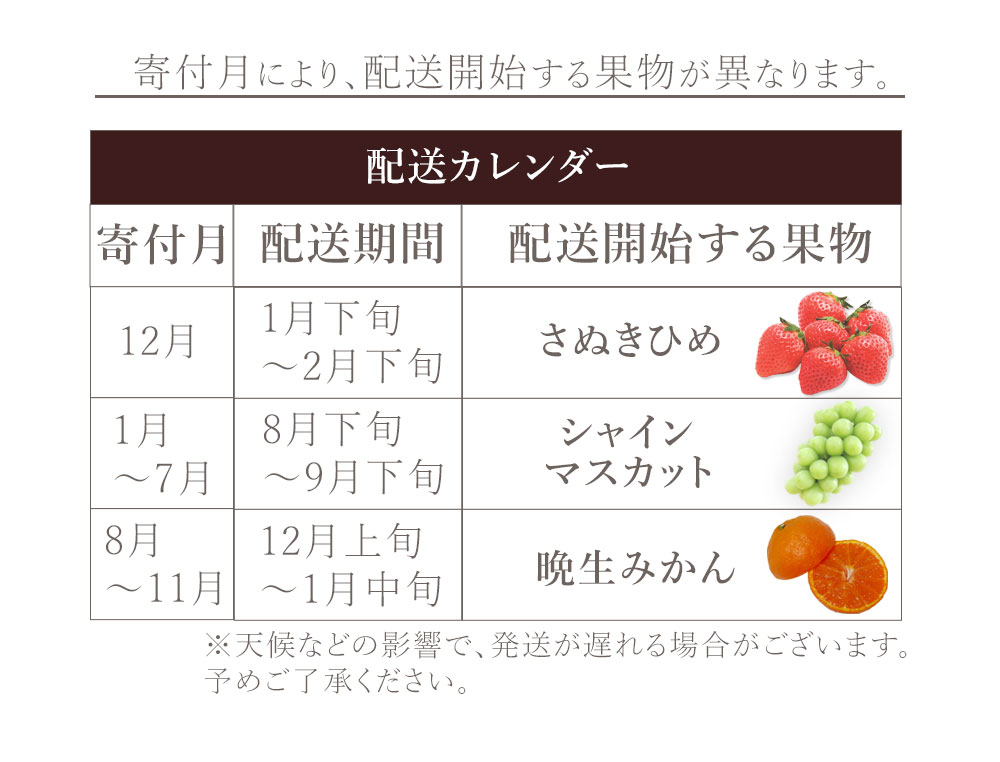 フルーツ定期便 3回 三豊市 さぬきひめいちご 400g 特大シャインマスカット 800g 晩生みかん　7kg【配送不可地域：北海道・沖縄県・離島】_M160-0034