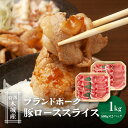 【ふるさと納税】特選木城産 豚ローススライス　500g×2 - 1kg 豚ロース肉 薄切り肉 トレイ入り 国産豚肉 ブランド豚 しゃぶしゃぶ/冷しゃぶ 冷凍配送 送料無料 【宮崎県木城町】