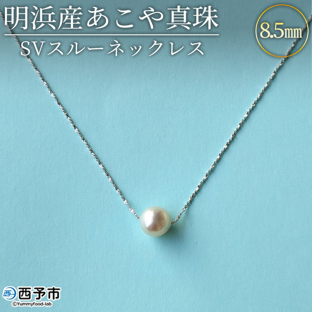 【ふるさと納税】【母の日】＜明浜産あこや真珠8.5mm SVスルーネックレス＞ アコヤ真珠 パール ジュエリー アクセサリー プレゼント ギフト 贈答 記念日 品質保証書付き シルバー 45cm PRAY akoyapearl 愛媛県 西予市【常温】『お選びいただいた配送期間内にお届け』