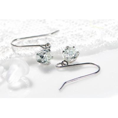 ふるさと納税 昭和町 【0.3ct】Pt900 一粒 ダイヤモンド アメリカン フックピアス |  | 01