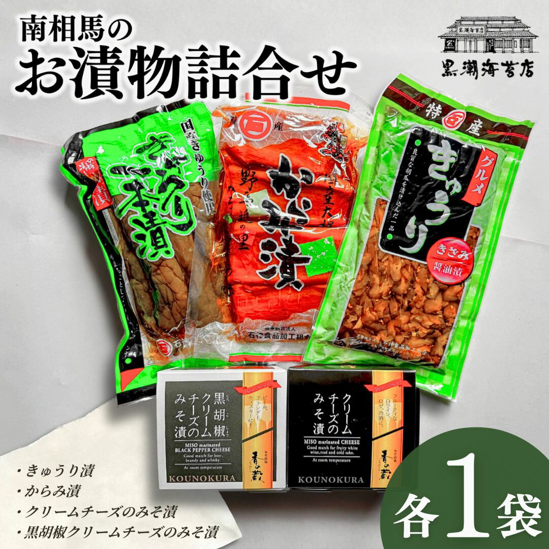 【ふるさと納税】 南相馬のお漬物5種詰め合わせセット｜漬け物 国産つけもの きゅうり漬け からみ付け 醤油漬け 黒胡椒クリームチーズのみそ漬け チーズのみそ漬け 漬物セット おつまみ お取り寄せ ギフト プレゼント 福島 南相馬 黒潮海苔店