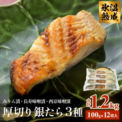 ふるさと納税 石巻市 厚切り銀たら 3種12切セット 冷凍 銀鱈 タラ 西京漬け みりん漬け 味噌漬け 小分け 切り身 魚