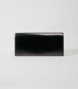 キプリス本革製コードバンｘシラサギレザーファスナー付きササマチ長財布　カラー：ブラックｘレッド 【kt026-015-1】