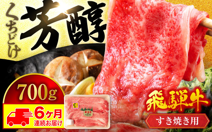 
【6回定期便】＜芳醇な香りがとまらない＞ 飛騨牛すき焼き 用 700g【有限会社マルゴー】和牛 霜降り 牛肉 [MBE018]
