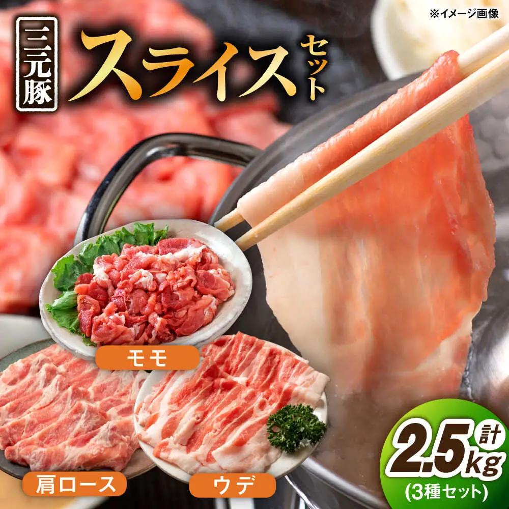 豚肉スライス 3種2.5kg（モモ・ウデ・肩ロース） 国産豚 [UBM005]