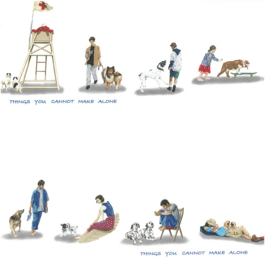 CLOFT 綿100％長袖シャツ”かけがえのないひと時”人と犬の柄 (C/#11 ホワイト) M