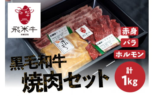 《簡易包装》飛米牛焼肉セット 1kg 赤身 / バラ各300g×2 味付けホルモン200g×2 焼肉 焼肉セット 食べ比べ 牛肉 お取り寄せ 詰め合わせ キャンプ BBQ バーベキュー 30000円 3万円　Q2429