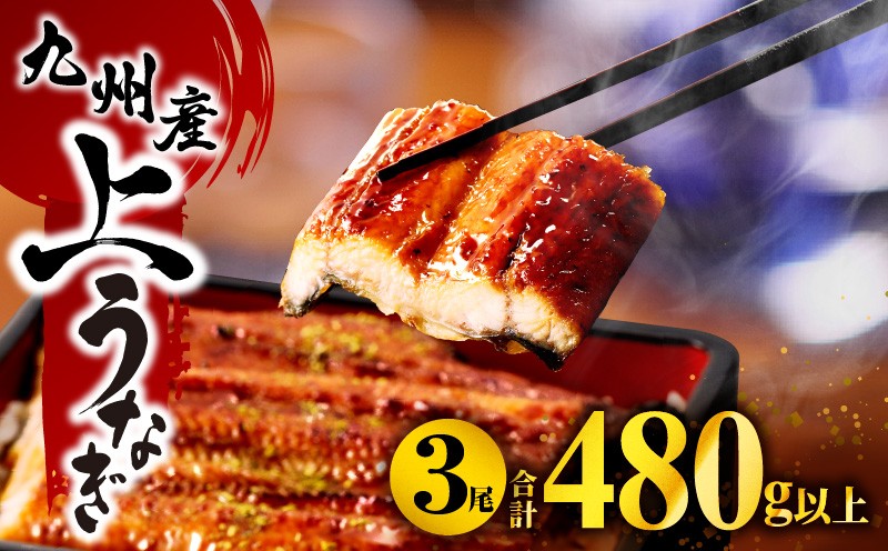 国産うなぎ蒲焼3尾(計480g以上) 鰻蒲焼 ウナギ蒲焼用たれ さんしょうのセット(うなぎ1尾160g以上の鰻3尾からなるウナギの詰め合わせ)