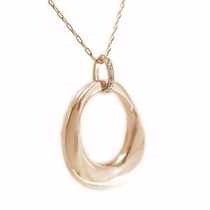 K18ピンクゴールド高級ダイヤモンドペンダント 揺れるデザイン【53840-3】