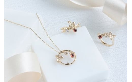 K10 Strawberry ガーネット トパーズ Ring レディース ジュエリー アクセサリー【4号～13号】指輪 ゆびわ リング りんぐ イエローゴールド がーねっと シンプル 一点もの おしゃ