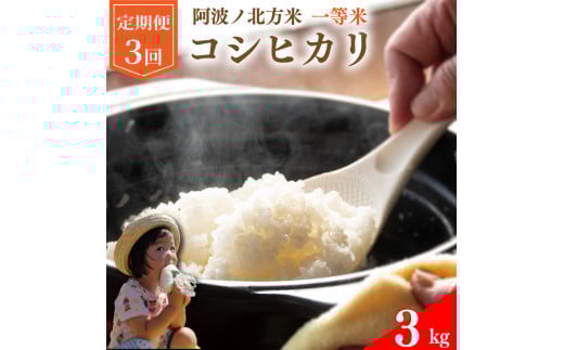 【 定期便 3kg × 3回 】 コシヒカリ 令和7年産 阿波ノ北方米 毎月 1回 1等 米 こめ ご飯 ごはん おにぎり 白米 精米 卵かけご飯 食品 備蓄 備蓄米 保存 防災 ギフト 贈答 プレゼント お取り寄せ グルメ 送料無料 徳島県 阿波市 阿波ノ北方農園