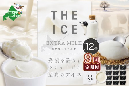 【毎月定期便】 THE ICE エキストラミルク12個×9ヵ月定期便 be003-1067-100-9　（ あいす アイス アイスクリーム ミルク 北海道 別海町 人気 ふるさと納税 ）