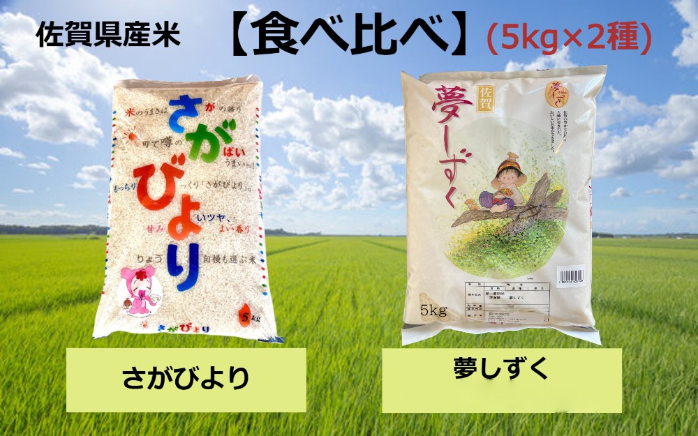 
                  【セット】佐賀県産米さがびより/夢しずく（5kg×2種）
                
