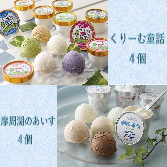 【ふるさと納税】3274.くりーむ童話・摩周湖のあいすアイスクリーム食べ比べセット（8個入）12000円